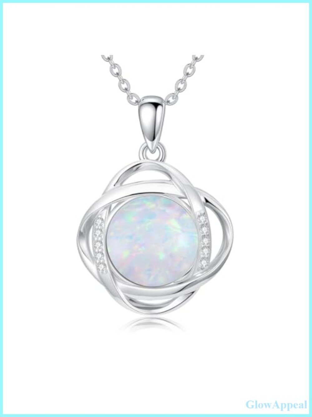 Opal Diamond Necklace 925 Sterling Silver October Birthstone Pendant